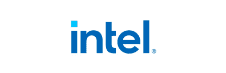 intel letters in blue colour with white background